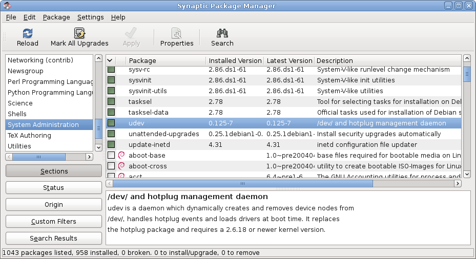 Linux package manager and network settings
