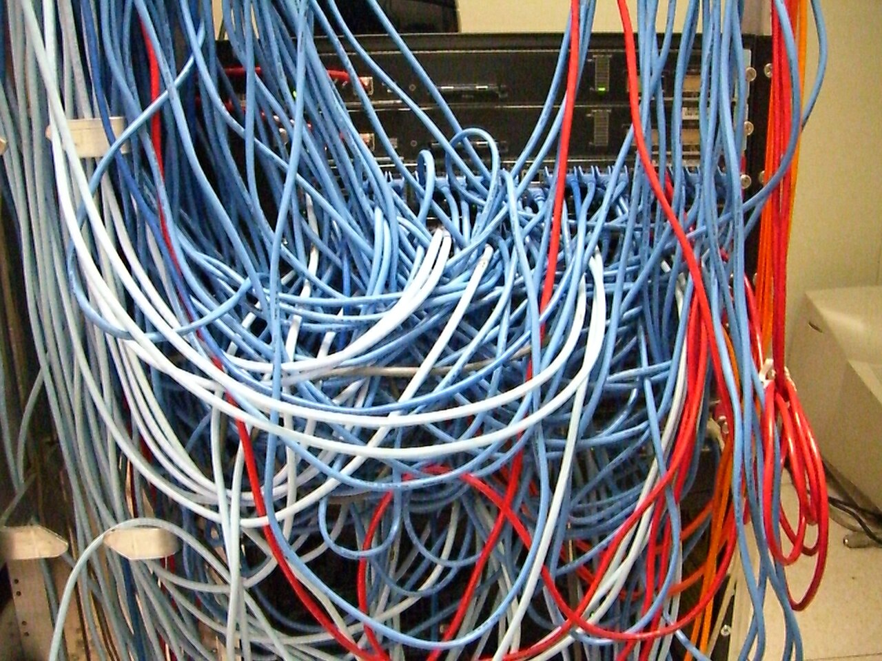 Network cables and server rack