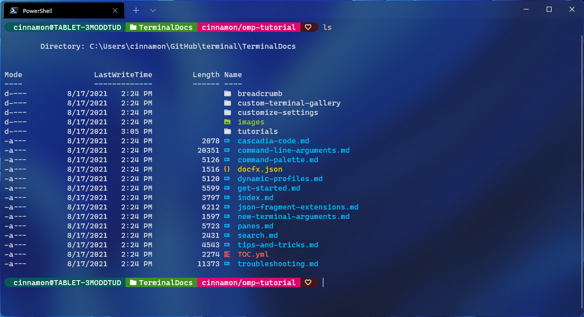 Terminal window with Linux command prompt.
